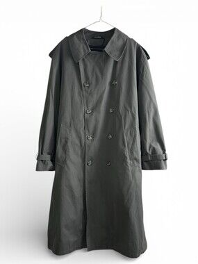 London Fog Dbl-Breasted Trench Classic Coat Zip-Out Liner Men 40R Charcoal Grey